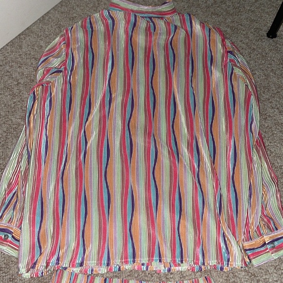 Pink Liky Bayside Brunch Pastel Stripped Plisse Button Up Set - Picture 9 of 10